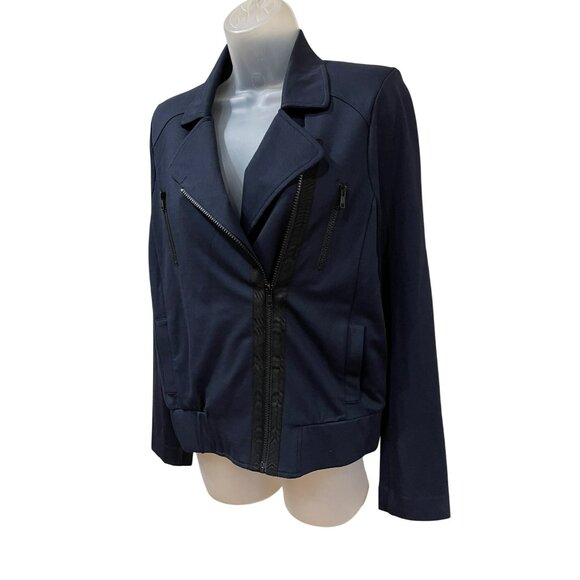 New CABI Chance MOTO Jacket in Navy with Front Pockets - Picture 2 of 10